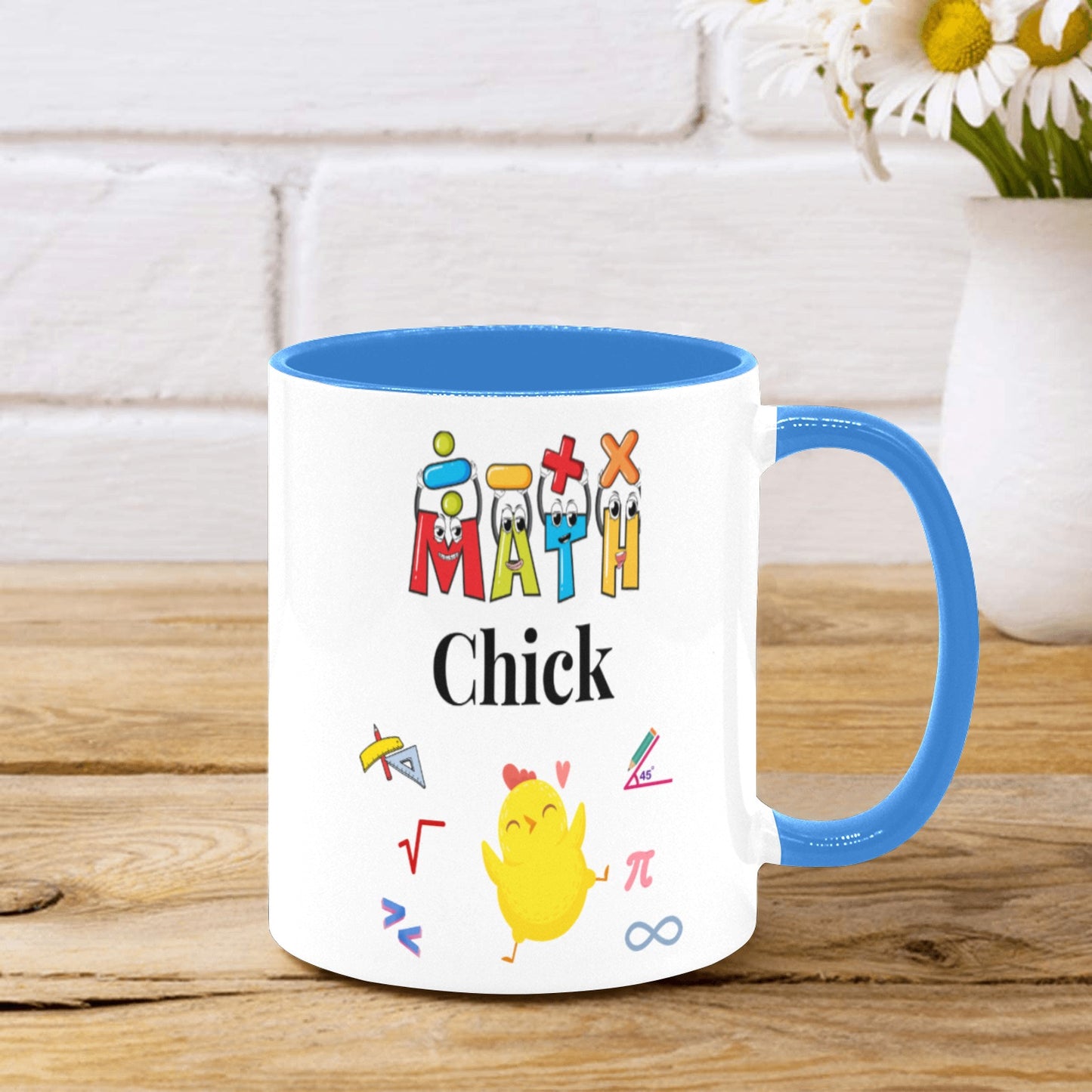 Math Chick Ceramic Mug with Blue Interior