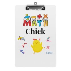 Math Chick Clipboard in White