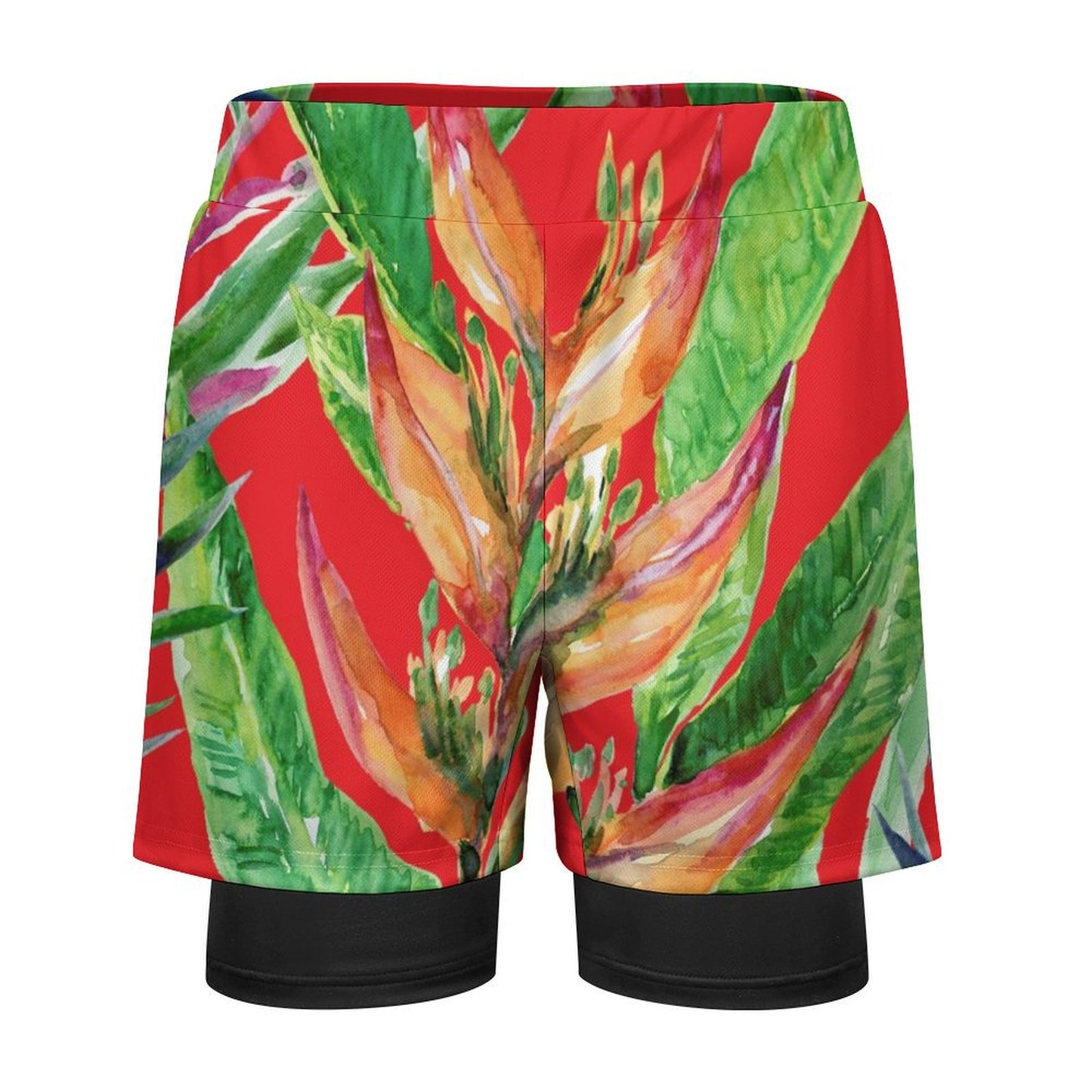 Men's Gym and Beach Shorts| Tropical Red