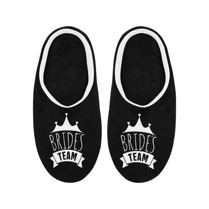 Bride's Team Black Women's Non-Slip Cotton Slippers