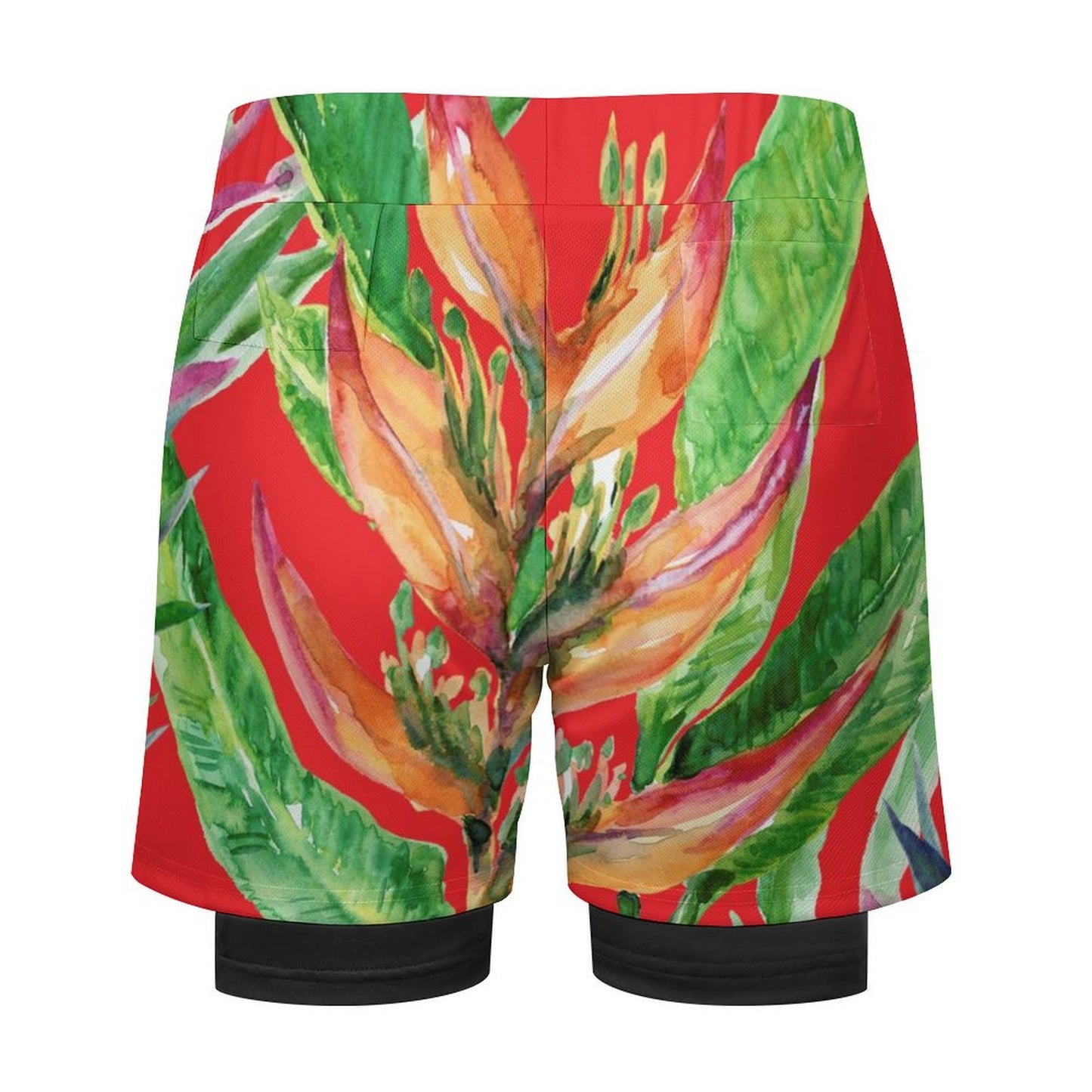 Men's Gym and Beach Shorts| Tropical Red