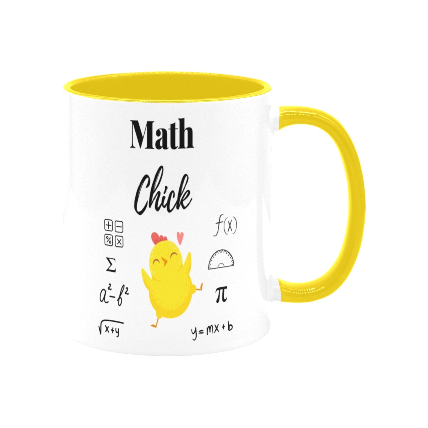 Math Chick Ceramic Mug with Yellow Interior