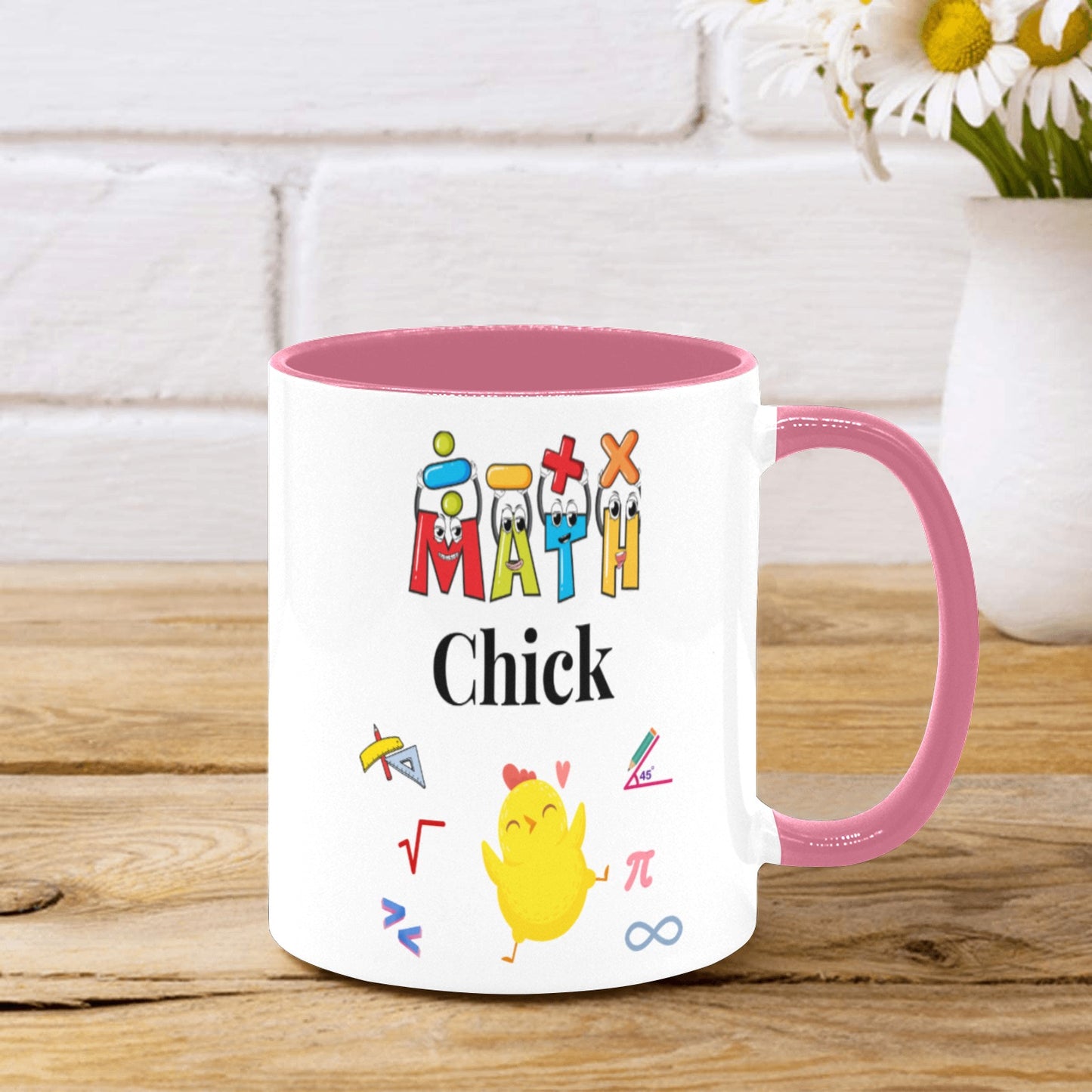 Math Chick Ceramic Mug with Pink Interior