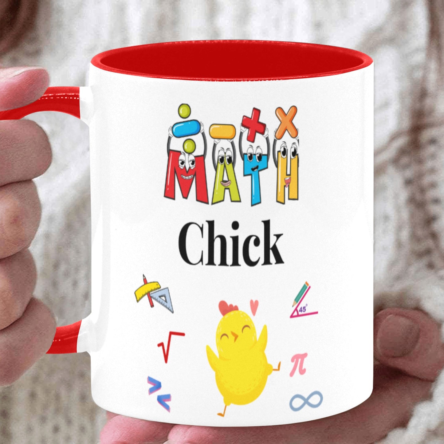 Math Chick Ceramic Mug with Red Interior