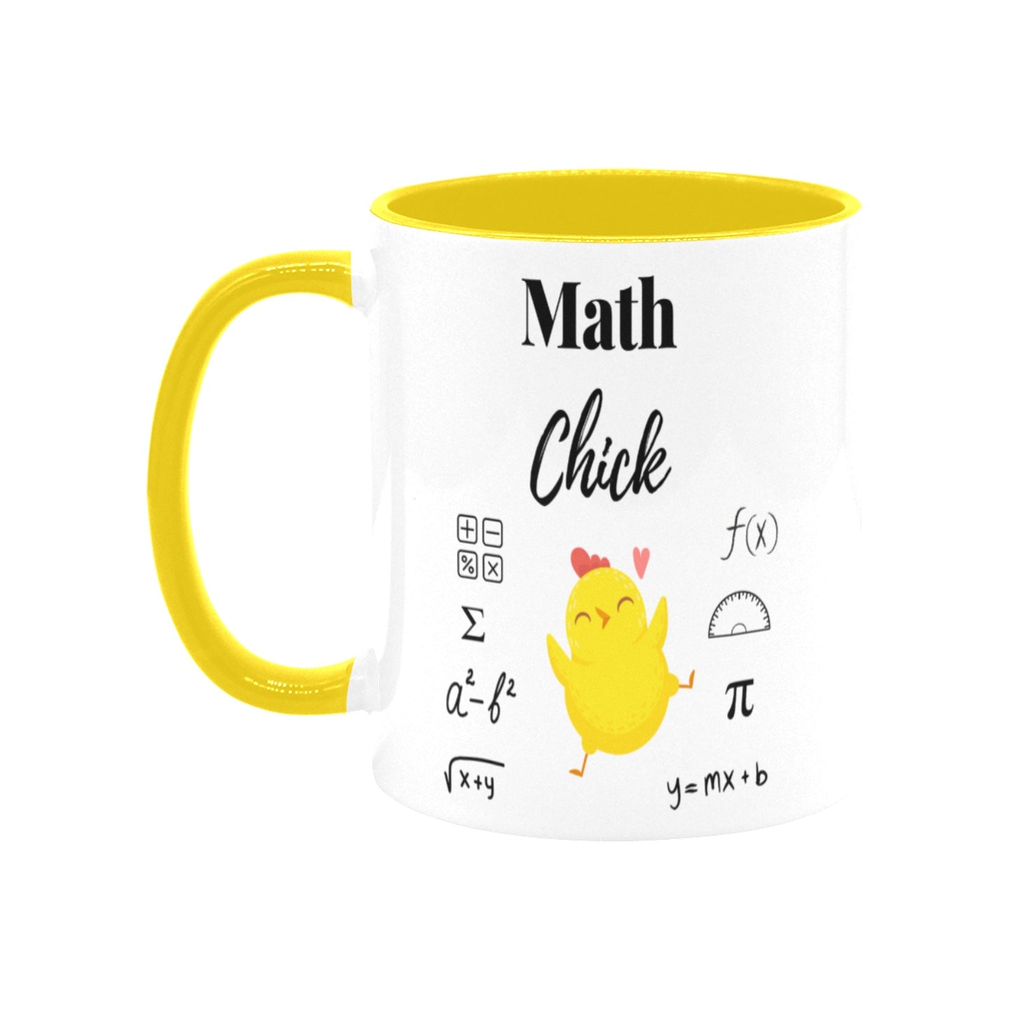 Math Chick Ceramic Mug with Yellow Interior