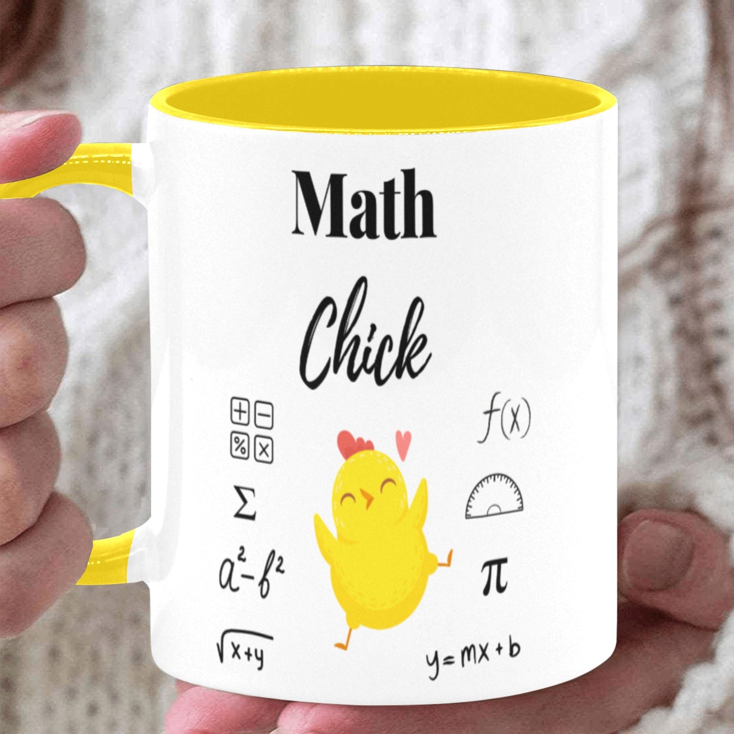 Math Chick Ceramic Mug with Yellow Interior